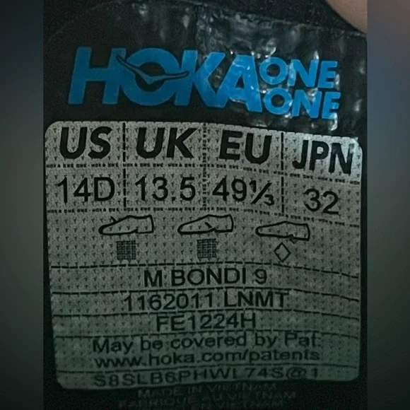 Hoka One One Bondi 9 REFLECTIVE Mens Size 14 Running Shoes Luna Moth Blue Spark - Picture 11 of 12